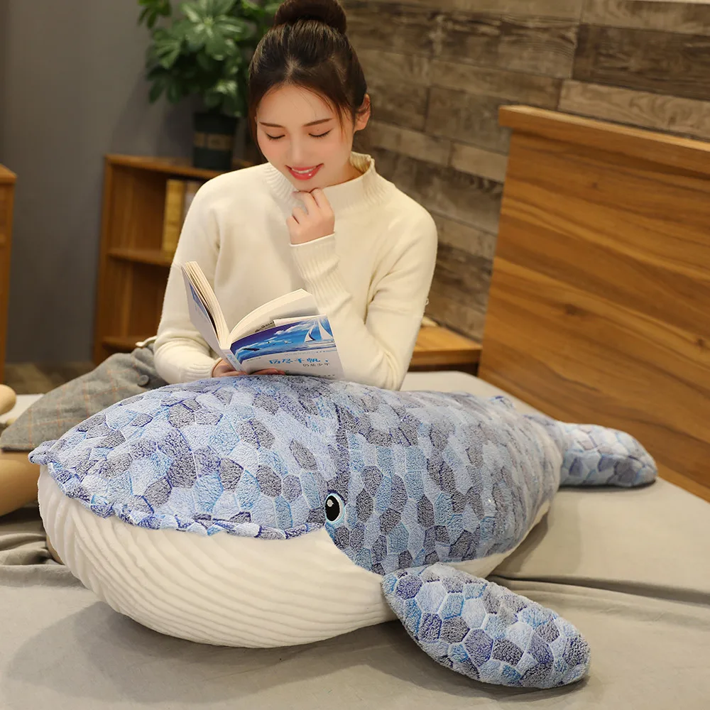 Huge 150cm Cartoon Whale Plush Toy Blue Whale Soft Doll Throw Pillow Xmas Gift b2723