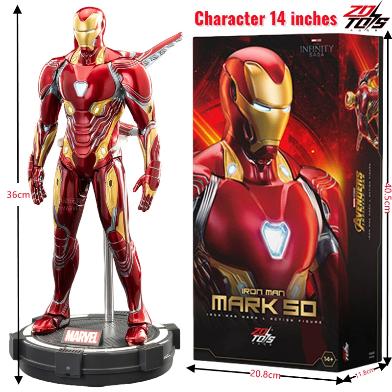 ZDTDS Original 1/5 36CM Iron Man MK50 MK3 Éclairage LED 10ème Anniversaire Commémoratif Collection Tony Stark Modèle Figurine d'Action Cadeau