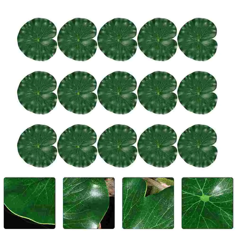 15 Pcs Simulated Lotus Leaf EVA Artificial Plants for Fish Tank Pond Decoration Floating Flower Gift Party Stage Show