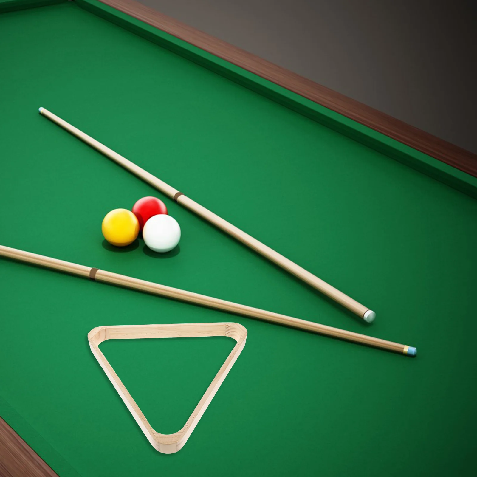 

Light Yellow Wooden Billiard 9-Ball Triangle Rack Durable Smooth Stylish Elegant Design Easy Installation Pool Table Accessory