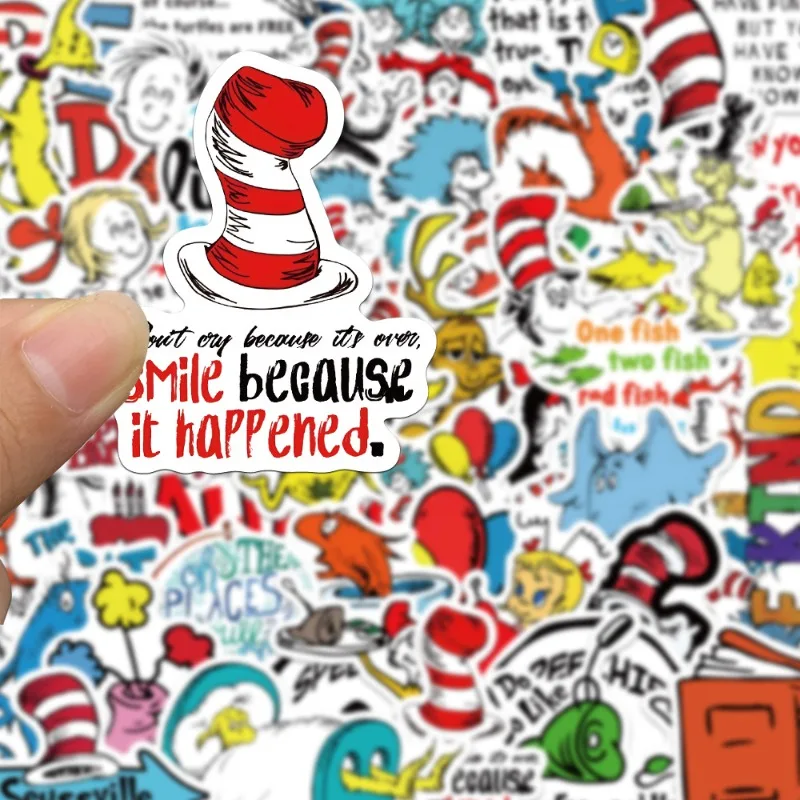 50pcs Doctor Seuss Stickers Cartoon Stickers Luggage Water Cup Stationery Mobile Phone Scooter Laptop Refrigerator Decoration