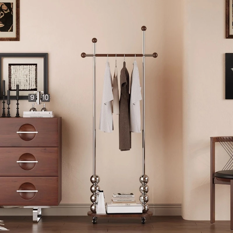 Medieval stainless steel coat rack for home bedroom floor-to-ceiling hanger