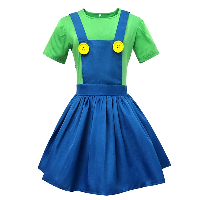 Super Luigi Brothers Plumber Cosplay Costumes Skirt Hat Caps Set Halloween Carnival Party Costume Props for Women Adults - Image 4