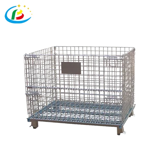 Wire Mesh Container Warehouse Heavy Duty 800kg Stacking Folding Metal Galvanized Wire Metal Pallet Storage Cages for Sale