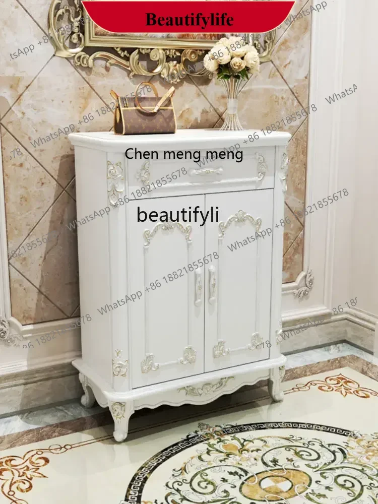 

D178 LBX European Shoe Cabinet Solid Wood Entrance Cabinet Modern Minimalist Living Room Shoe Cabinet Large Capacity Locker