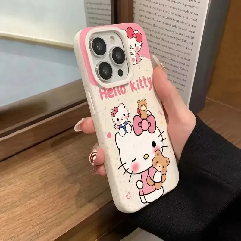 Olá kitty anime kawaii sanrio doce caso de telefone bonito dos desenhos animados minha melodia terno para iphone15plus 14 apple capa presentes para meninas