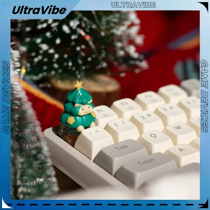 Christmas Theme Keycap Personalized Customization Resin Creative Green Pig Christmas Anime Esc Mechanical Keyboard Keycap Gift