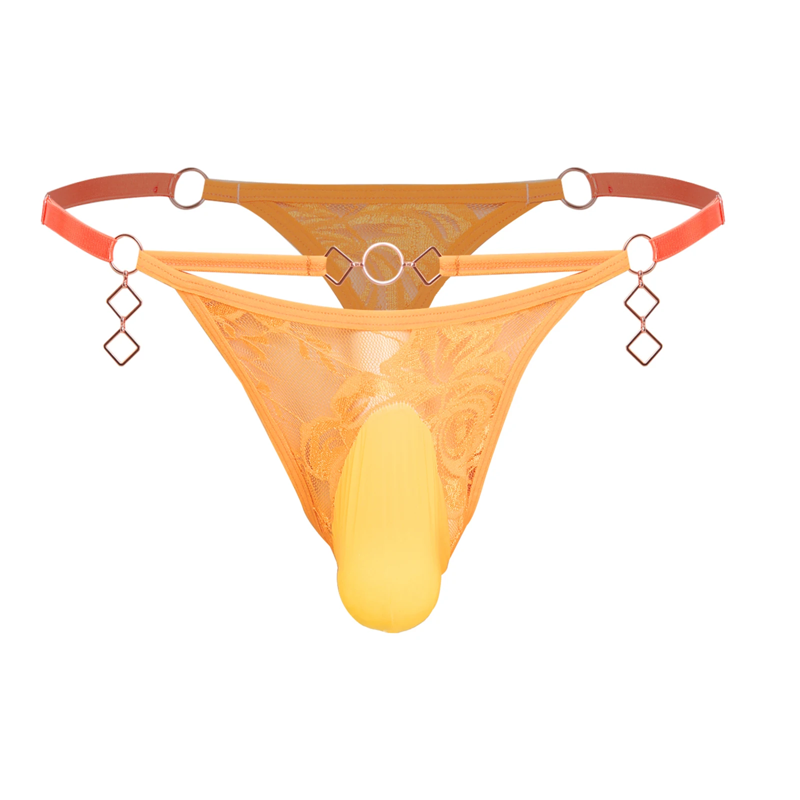 

Мужское нижнее белье, прозрачное кружево с цветочным принтом, трусики-стринги с Т-образной спинкой, металлические кольца, нижнее белье-бикини, стеклярус, трусы, трусы, ночное белье