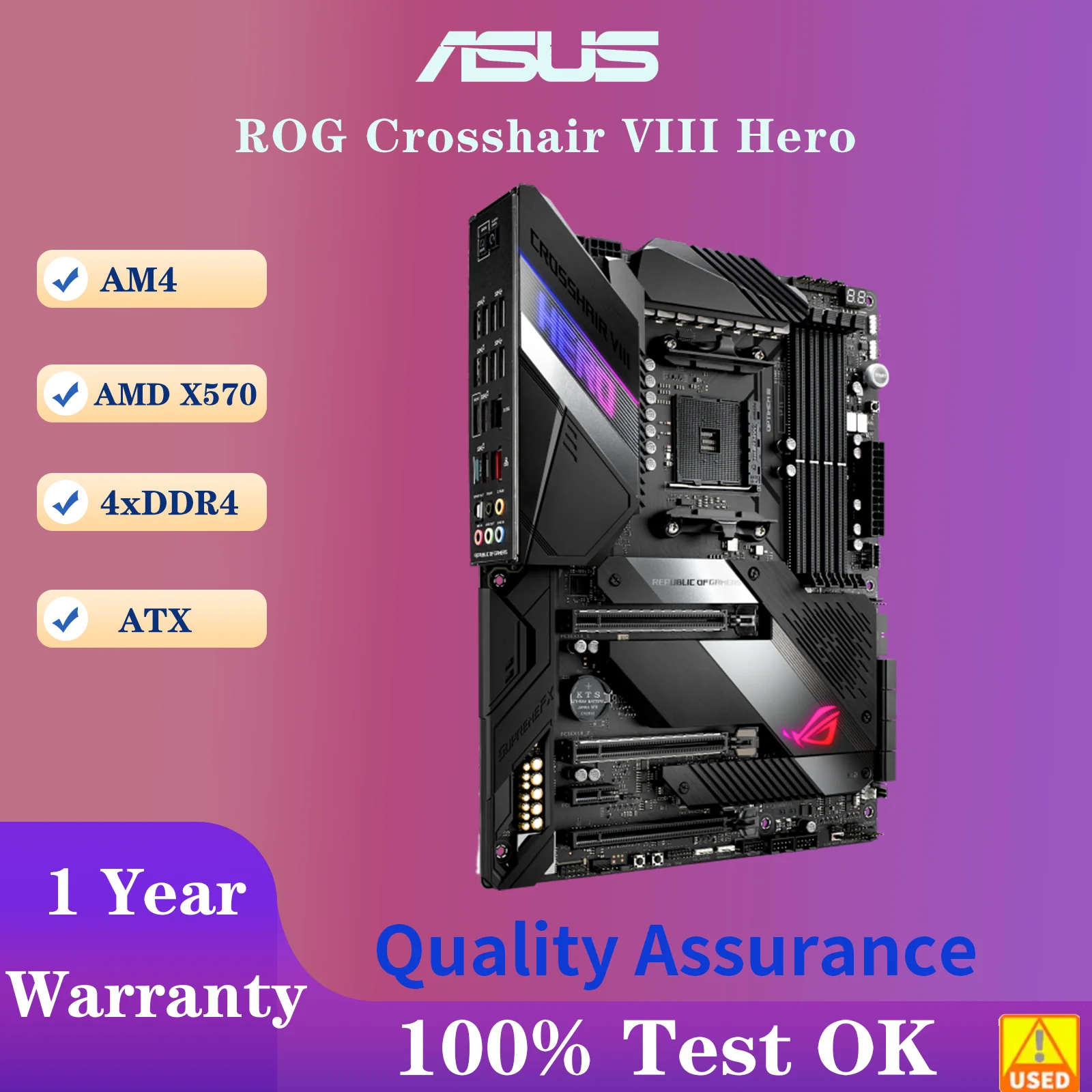 Tarjeta Madre ROG Crosshair VIII Hero, Socket AM4, CPU DDR4 4800(O.C.) Placa Base ATX X570 con Chipset de Memoria MHz