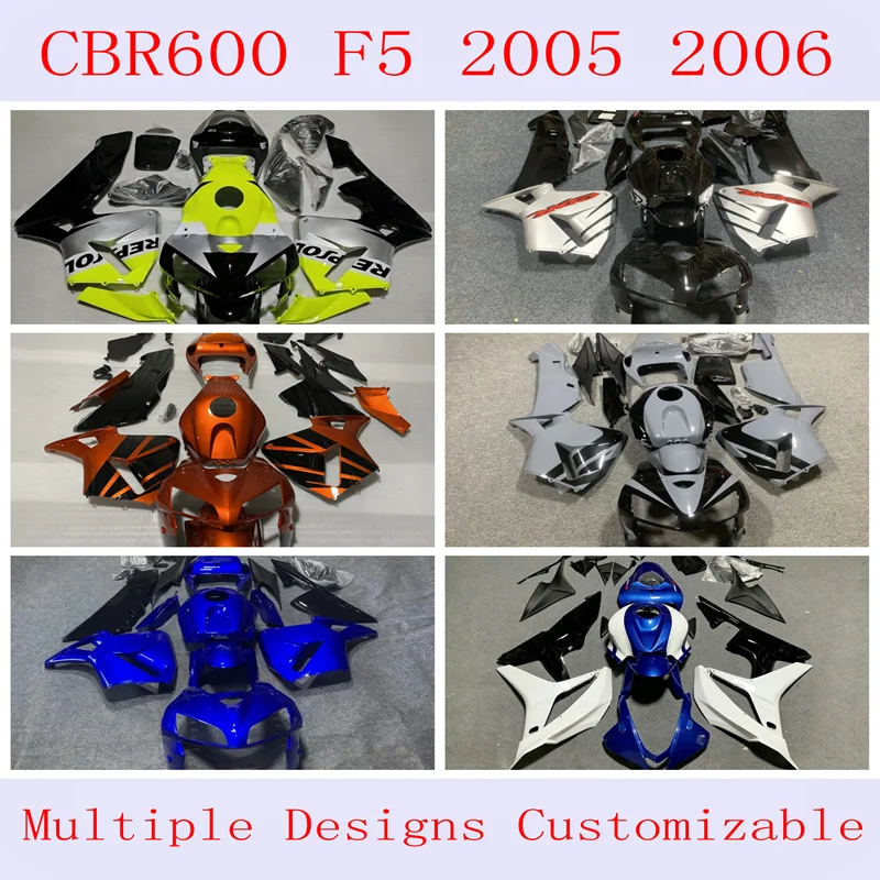 4 Gift New ABS Air Dam Kit - Suitable for Honda CBR600 F5 models from 2005 to 2006. Comes with fuel tank cover. Customizable.