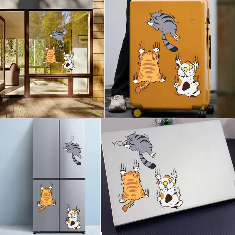 New Reflective Stickers Creative Cute Cartoon Catching Pet Cat Car Reflective Stickers Catching Mask Strips Car Accessories