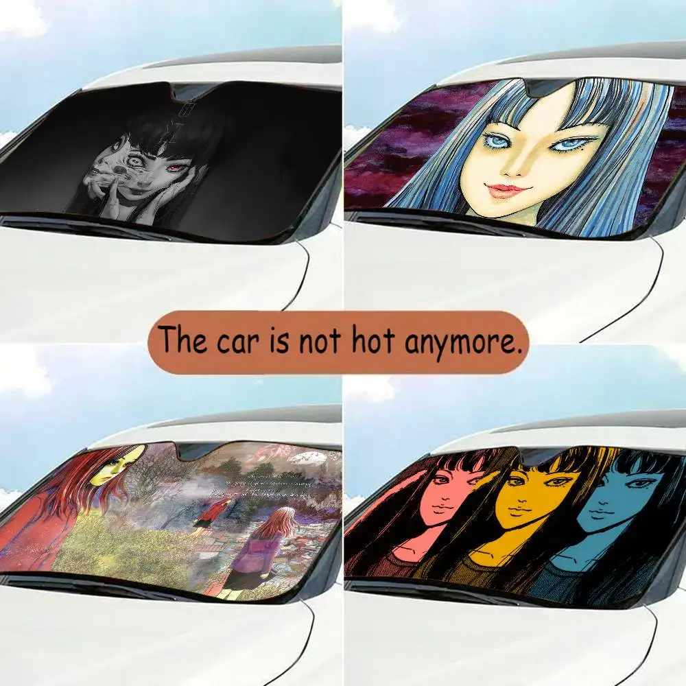 

Junji Ito-I Tomie-T Horror Comics Car Solar Protection Heated Windshield Sunshade Car Cover Sun Shade Auto Sun Visor Car-covers