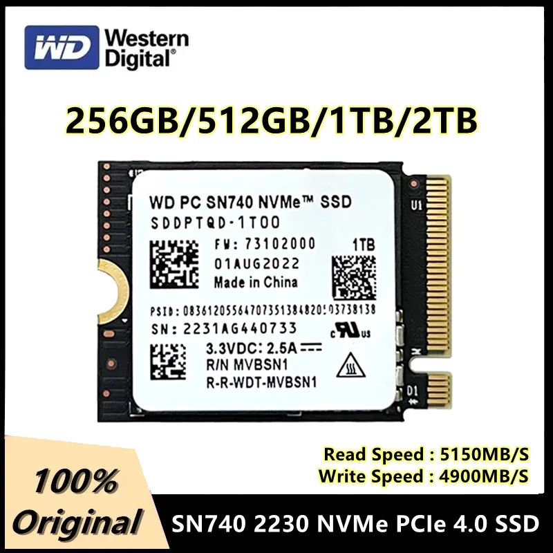 마이크로소프트 서피스 노트북 3 스팀 데크용 오리지널 SN740, 2TB, 1TB, 512GB, 256GB, M.2 NVMe 2230, PCIe4.0 x 4 SSD, 신제품