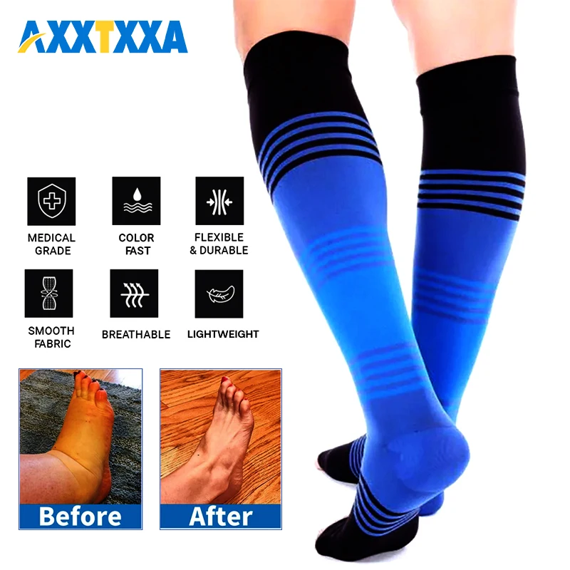 1 Pair Open Toe Compression Socks for Women & Men Circulation, 20-30mmHg is Best Support for Running,Athletic,Sports