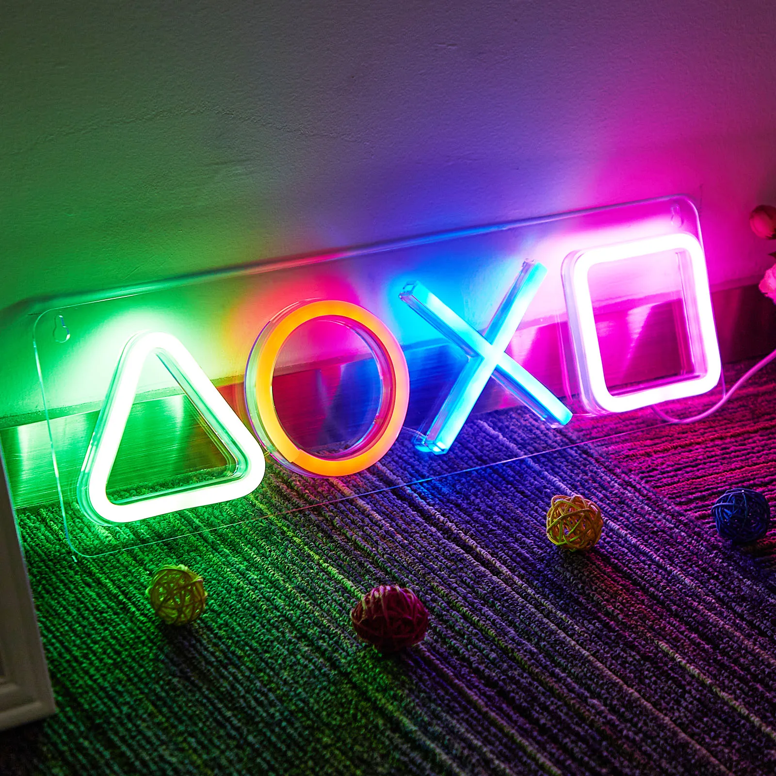 Game Button LED Neon Sign USB Powered Game Controller Neon Sign Light for Game Room Wall Decor Teen Boys Best Gamer Gifts