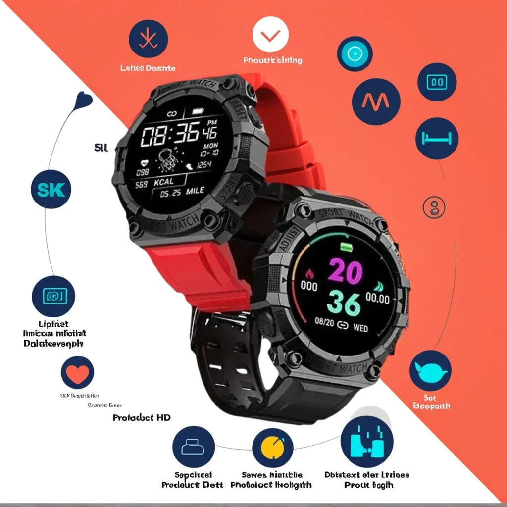 

Smart Fitness Bracelet - Sport Pedometer with BT Music Control Alarm & Weather Message (Model FD68S Y56)