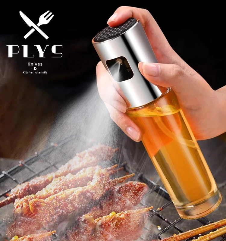 PLYS Olive Oil Atomization Spray Bottle,Kitchen Air Fryer Spray Bottle,Barbecue Glass Pressure Cooking Oil Leak-Proof Oil Bottle