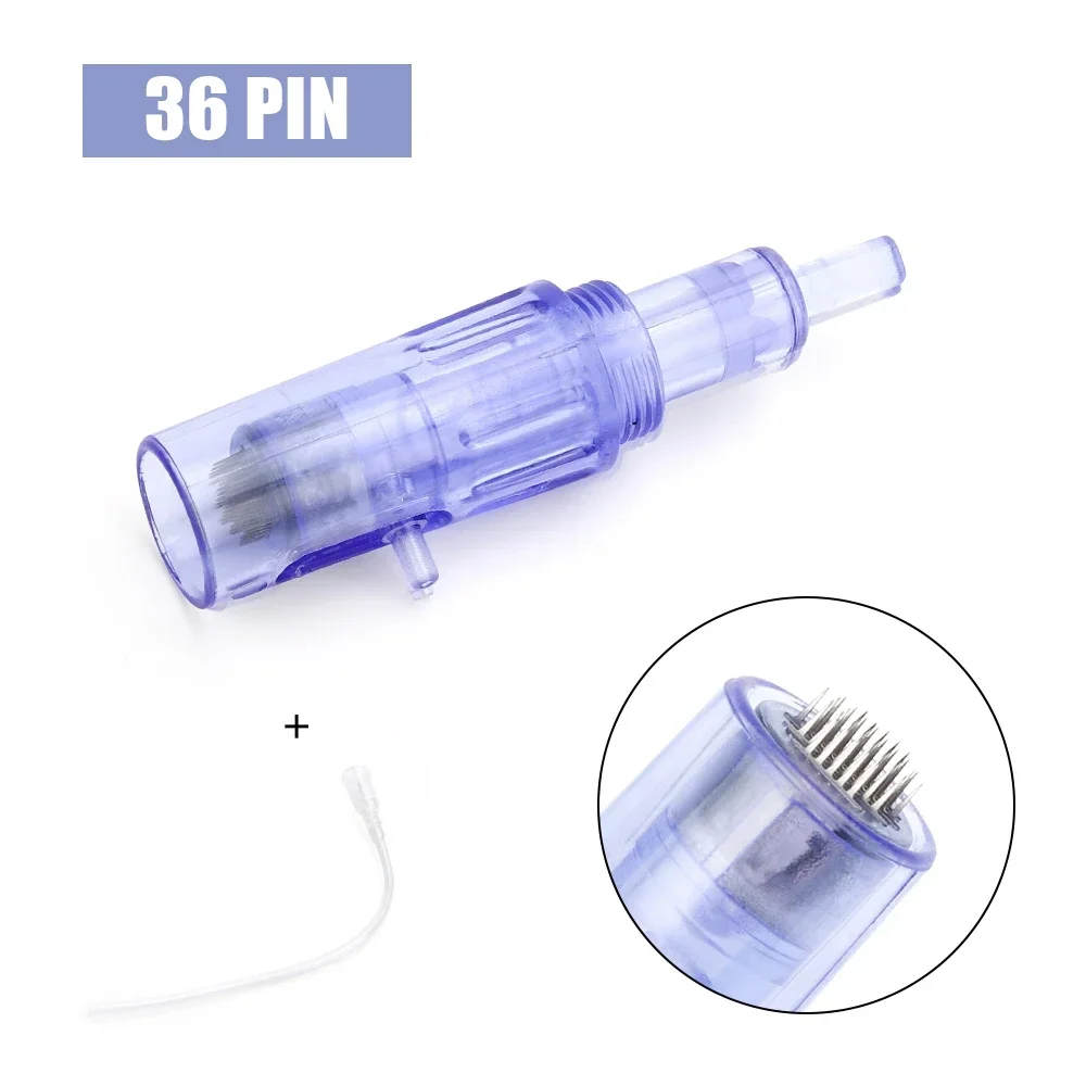 10/30/50pcs Hydra Pen Cartridges Screw Derma Stamp 9/12/24/36/42pin Nano Facial Meso Injector Pen Cartridges with Syringe Tube