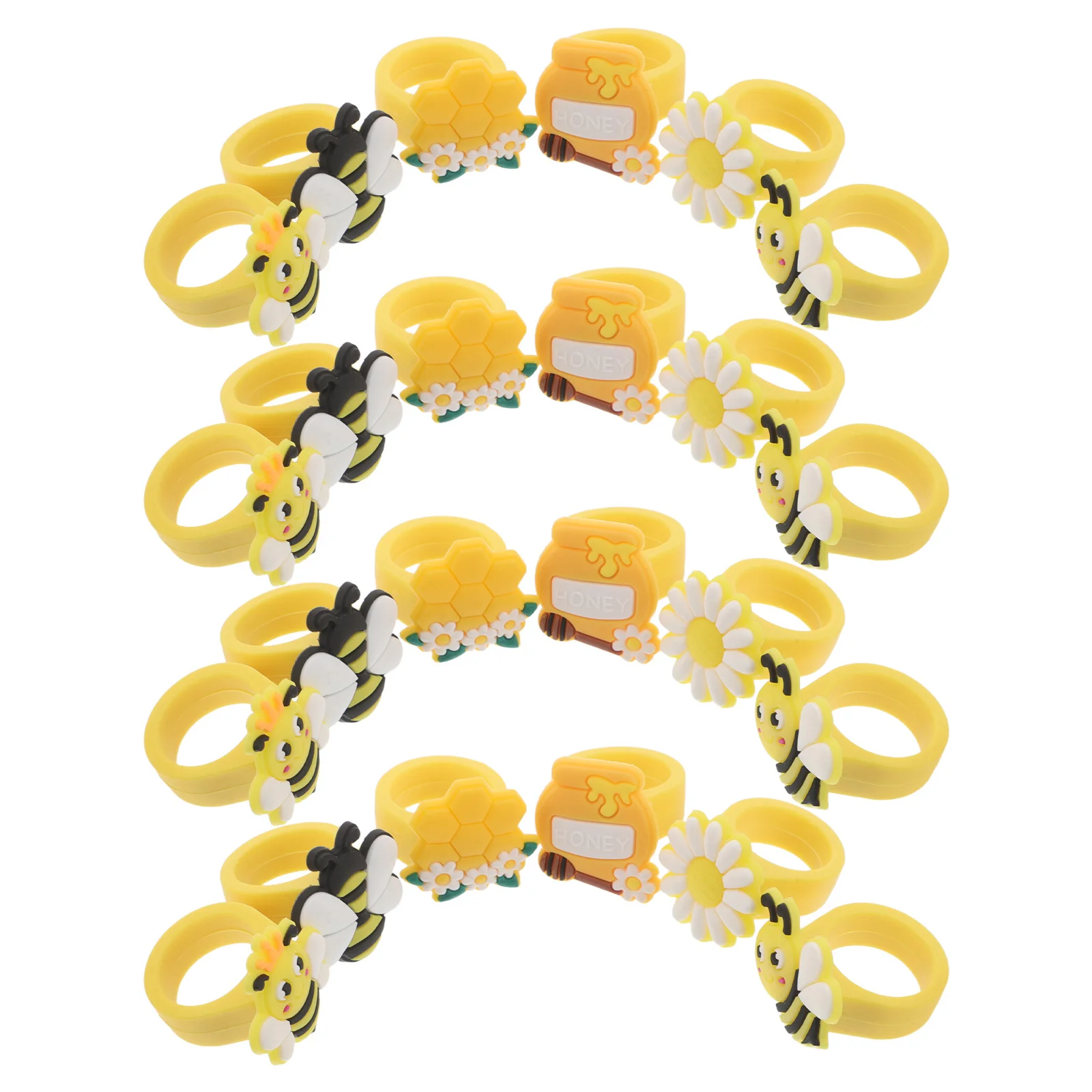 30Pcs Bee Rings for Girls Kawaii Plastic Animal Rings Birthday Party Favors Classroom Rewards Baby Shower Prizes Cute Kids