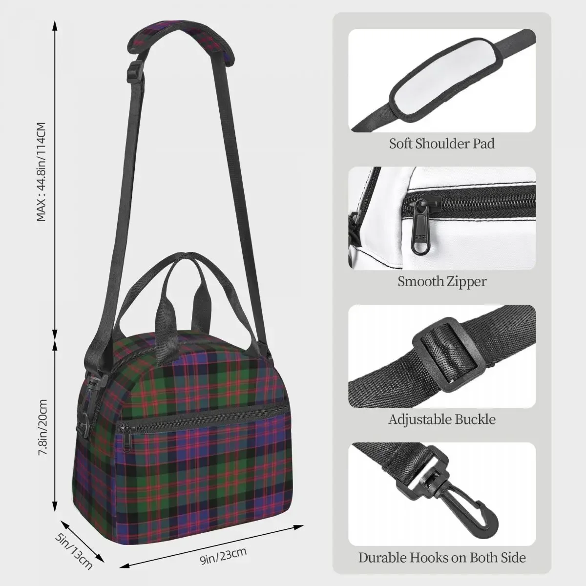 The McDonald And MacDonald Clan Tartan With Badge Faelee Lunch Bags Bento Box Lunch Tote Picnic Bags Cooler Bag for Woman Work