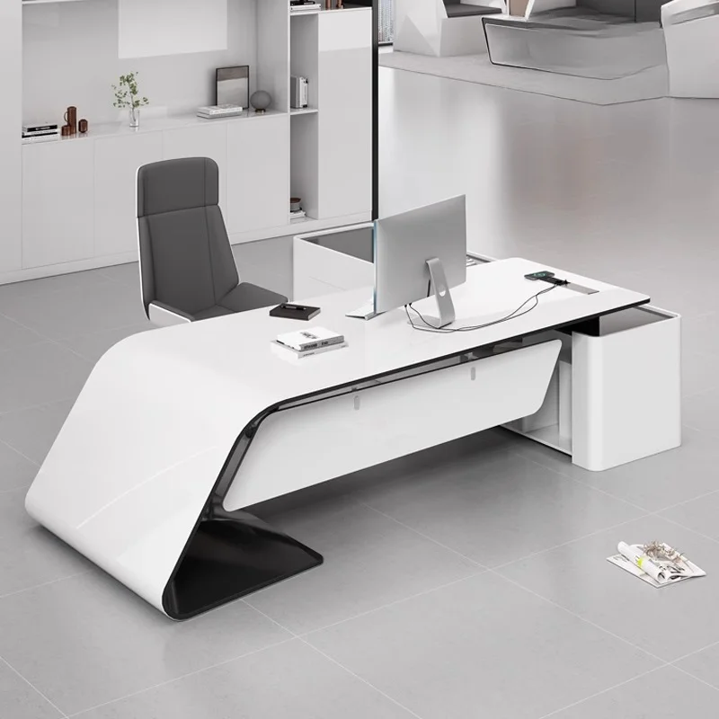 Escritorio Ejecutivo de Lujo Asthetic, Escritorio de Computadora Moderno en Forma de L, Organizador de Escritorio, Estación de Trabajo, Muebles de Oficina