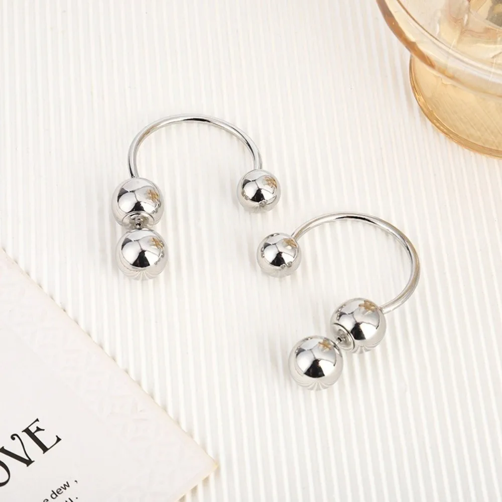 Trend Irregular Front Back Earrings Texture Semi-circular Round Bead Earrings Geometric Ear Ornaments Handmade Jewelry