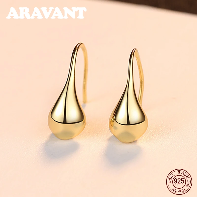 925 Silver 18K Gold Water Drop Earring For Women Fashion Jewelry Accessories
