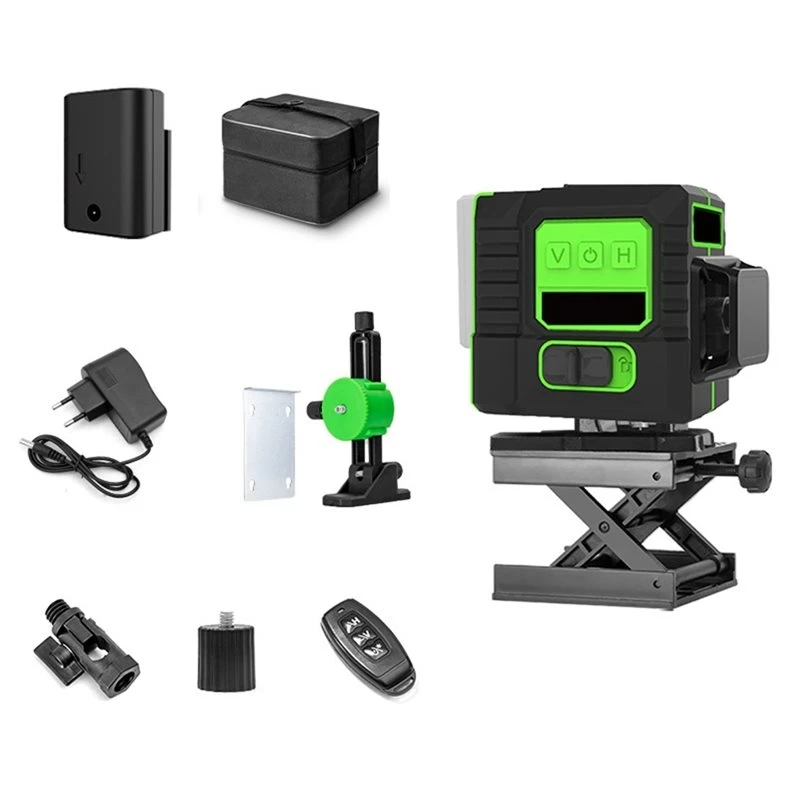 KYCOR-Ultra-Bright 12Line Green Laser Level 360° Auto Self-Leveling 3D Beam For All Indoor& Outdoor Construction Projects EU