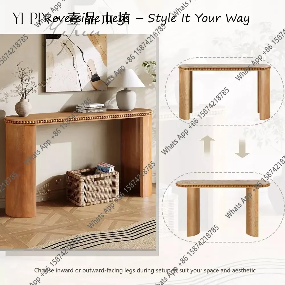 32 Medieval Style Enchanting Table Solid Wood Round Bead Trim Designer Style Home High-end View Decoration Table