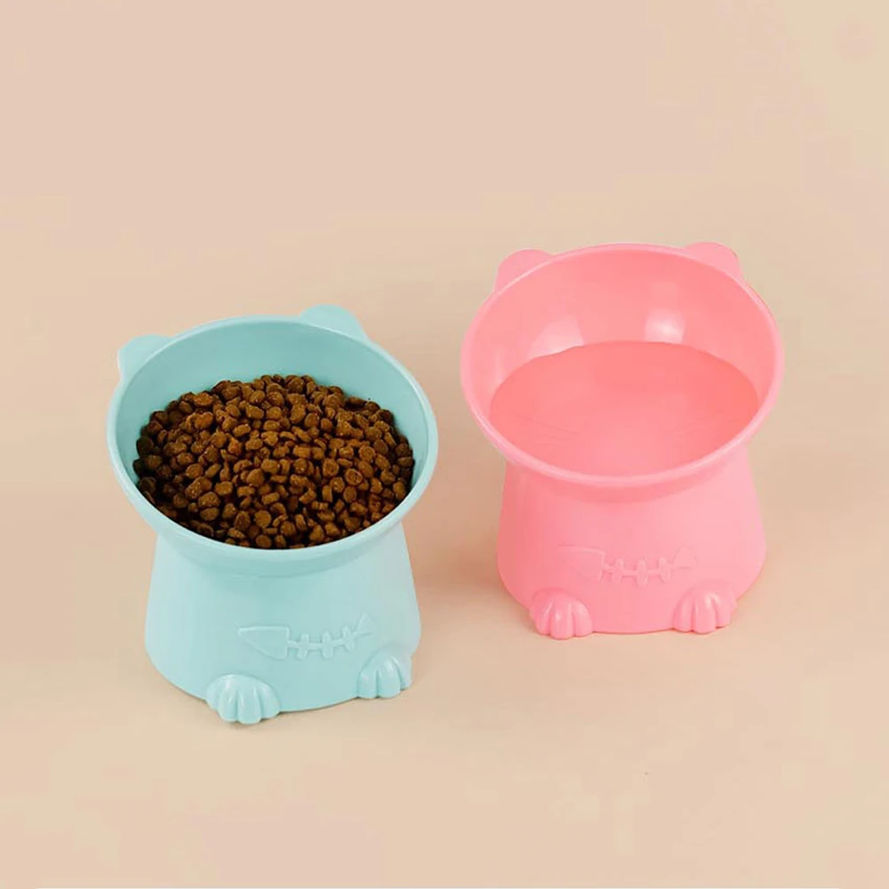 2024 New Cat Pet Food Water Bowl Cat Bowl High Foot Dog Bowl 45 ° Neck Protector Pet Feeding Cup Pet Feeding Equipment