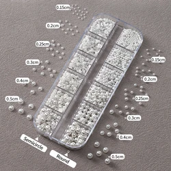 1.5/2/2///5mm runde & halbrunde Perlen Perlen Nagel Charms Glanz Perlen für Kunst handwerk Schmuck Dekoration Hochzeits kleid Nail Art