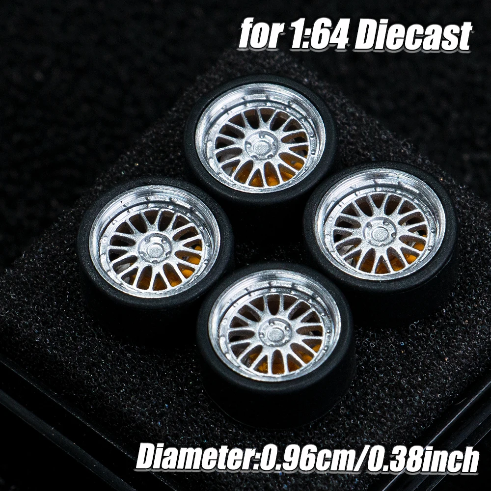 1:64 Maßstab Modellauto-Räder, 4 Stück 1 Set, 3D-gedruckte Harzfelgen mit Gummireifen für MINI GT Tomica JDM Auto-Upgrade – Detail 9