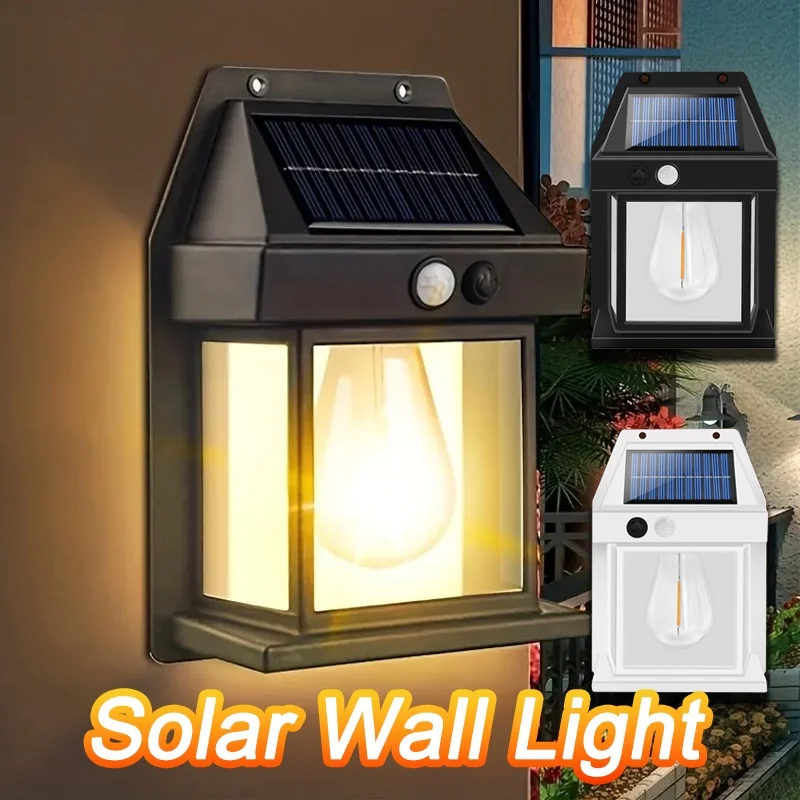 Impermeável Solar Wall Light com sensor de movimento sem fio, Lâmpadas de segurança do anoitecer ao amanhecer, Iluminação exterior para varanda do