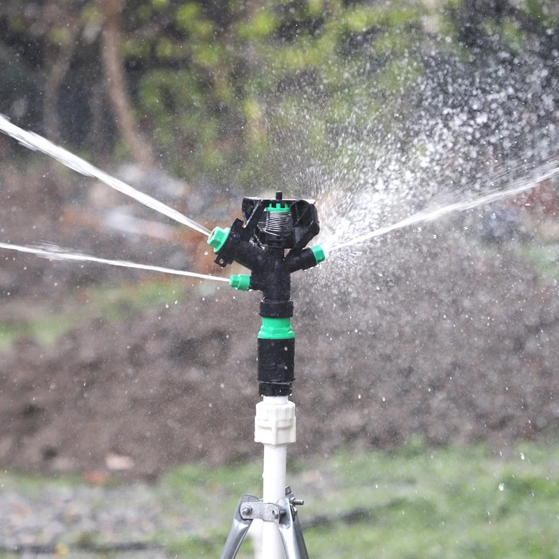 360° Irrigation Rotating Sprinkler System For Cooling Dust Removal 1 Inch Four-Nozzle Rocker Arm Sprinkler For Garden Farmland