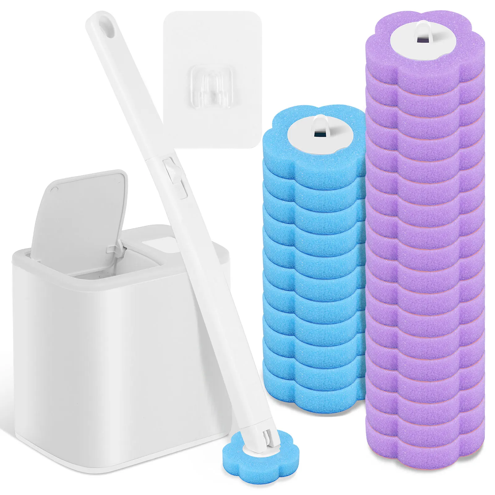 Toiletborstel en houderset met wegwerp navullingen, vervangende borstelkop, reinigingsset, badkamerreinigingsborstel, WC-accessoires, gereedschap
