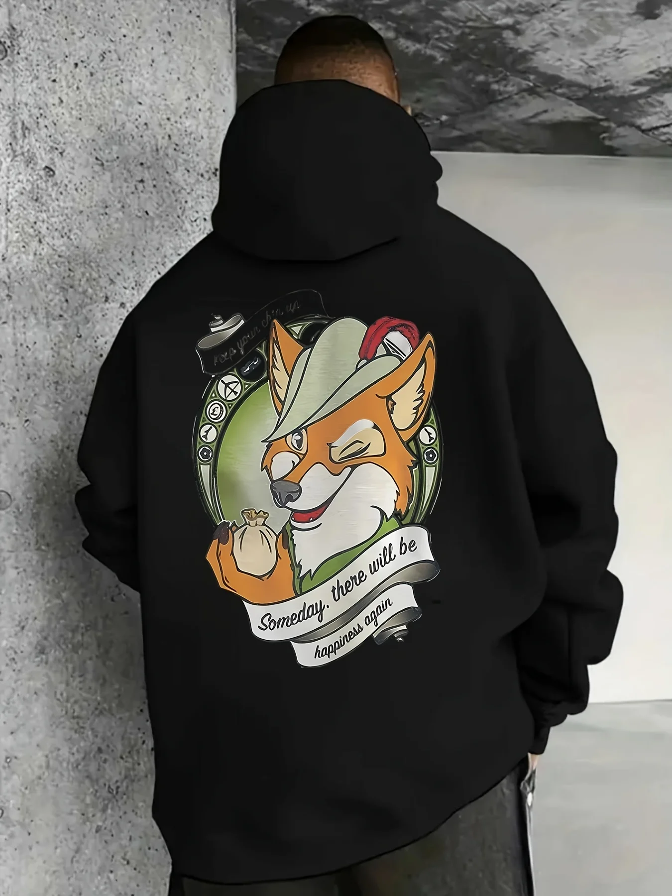 بلوفر ديزني روبن هود مستوحى من ملابس رياضية شتوية شتوية بغطاء للرأس وأكمام طويلة مطبوعة برسوم كارتونية ليتل جون للرجال والنساء