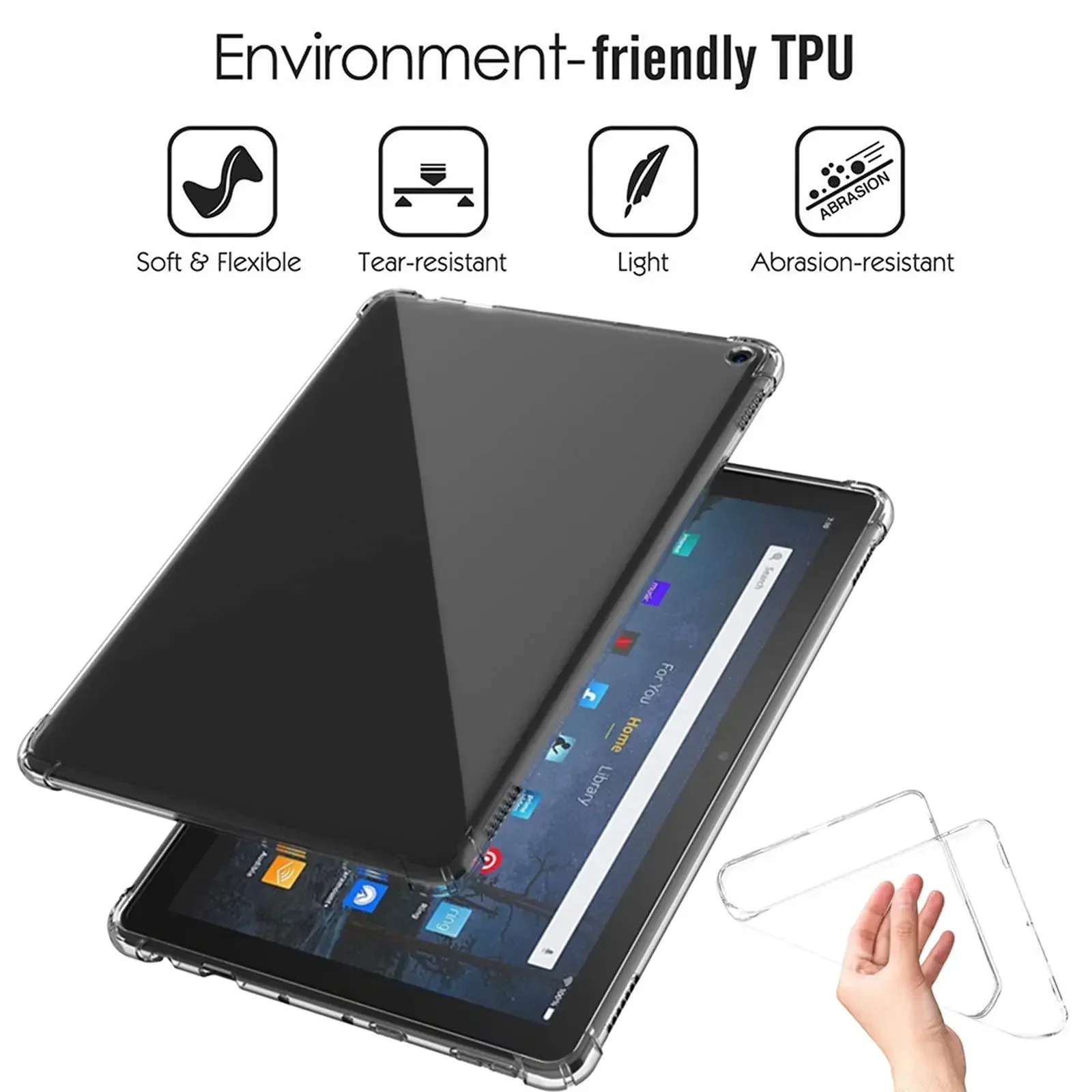 Casing penutup TPU transparan bening lembut untuk Amazon Kindle Fire HD 10 & 10 Plus Tablet generasi 11 rilis 2021 10.1"