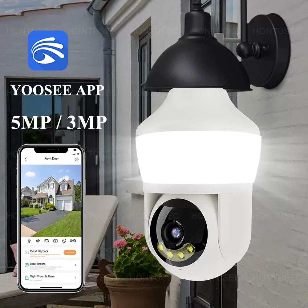 

YOOSEE E27 Wifi Bulb Camera 5MP Wifi PTZ Colorful Night Vision Two Way Audio Baby Monitor Auto Tracking Security Camera System