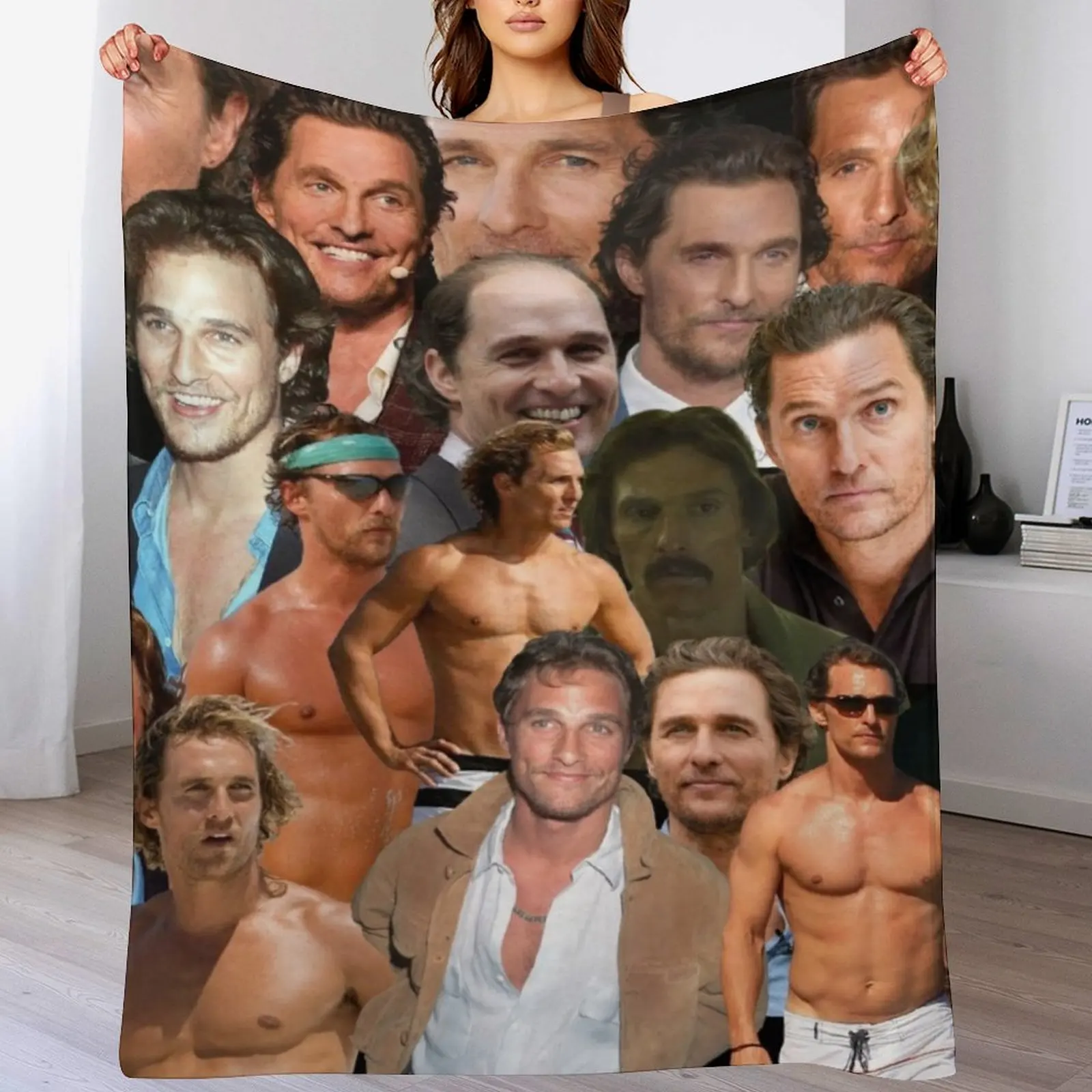 

Matthew McConaughey photo collage Throw Blanket Large Sofas sofa bed Thermal Blankets