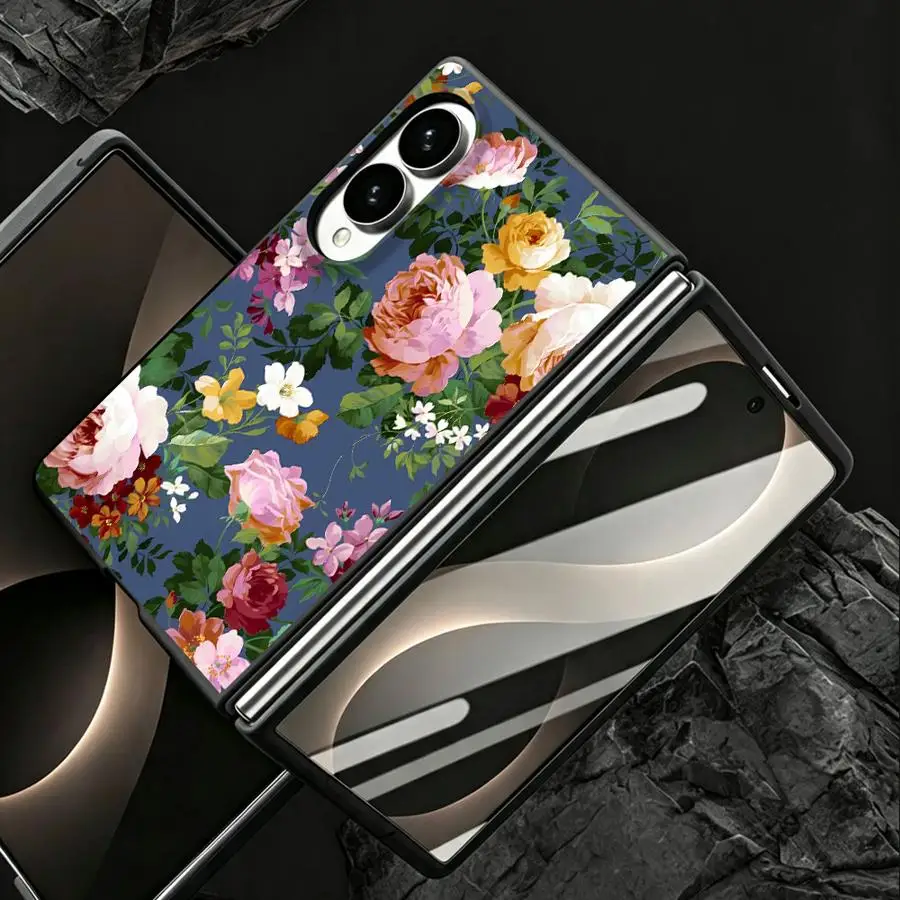 Case for Samsung Galaxy Z Fold 8 ZFold8 ZFold Wide Z Fold8 Wide Luxury Phone Cover Beautiful Flower Pattern