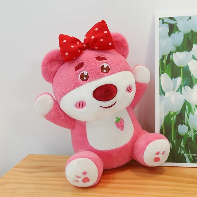 65cmの大きな可愛いピンクのイチゴクマのぬいぐるみ、大きな可愛いクマのぬいぐるみ、女の子の睡眠用枕、バレンタインデーの部屋の装飾ギフト