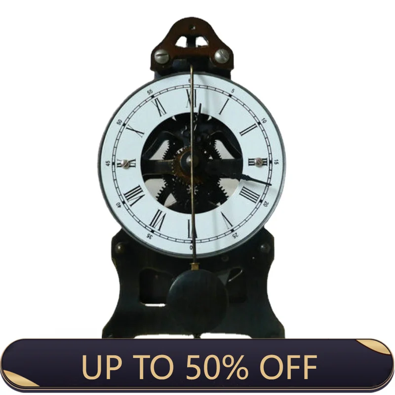 Metal Mechanical Table Clock, Roman Desk Clocks, Wood Base, Aesthetic Room Decoration, Furniture Ornaments, Interior Accessories