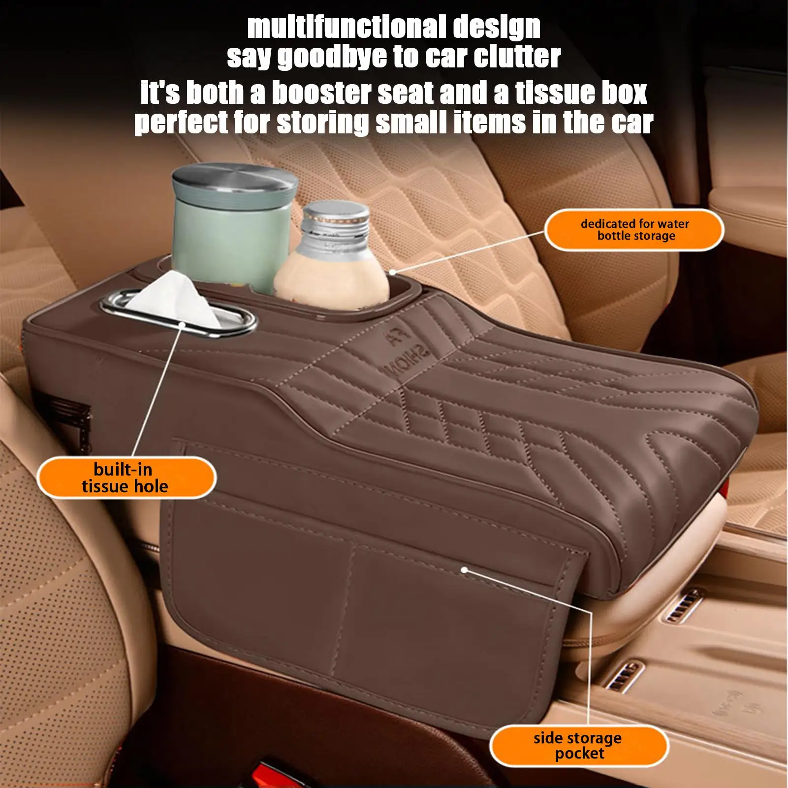 

Чехол на подлокотник автомобиля, многофункциональная подушка из искусственной кожи для хранения, многофункциональная подушка для подлокотника автомобиля для подстаканника, интерьер грузовика