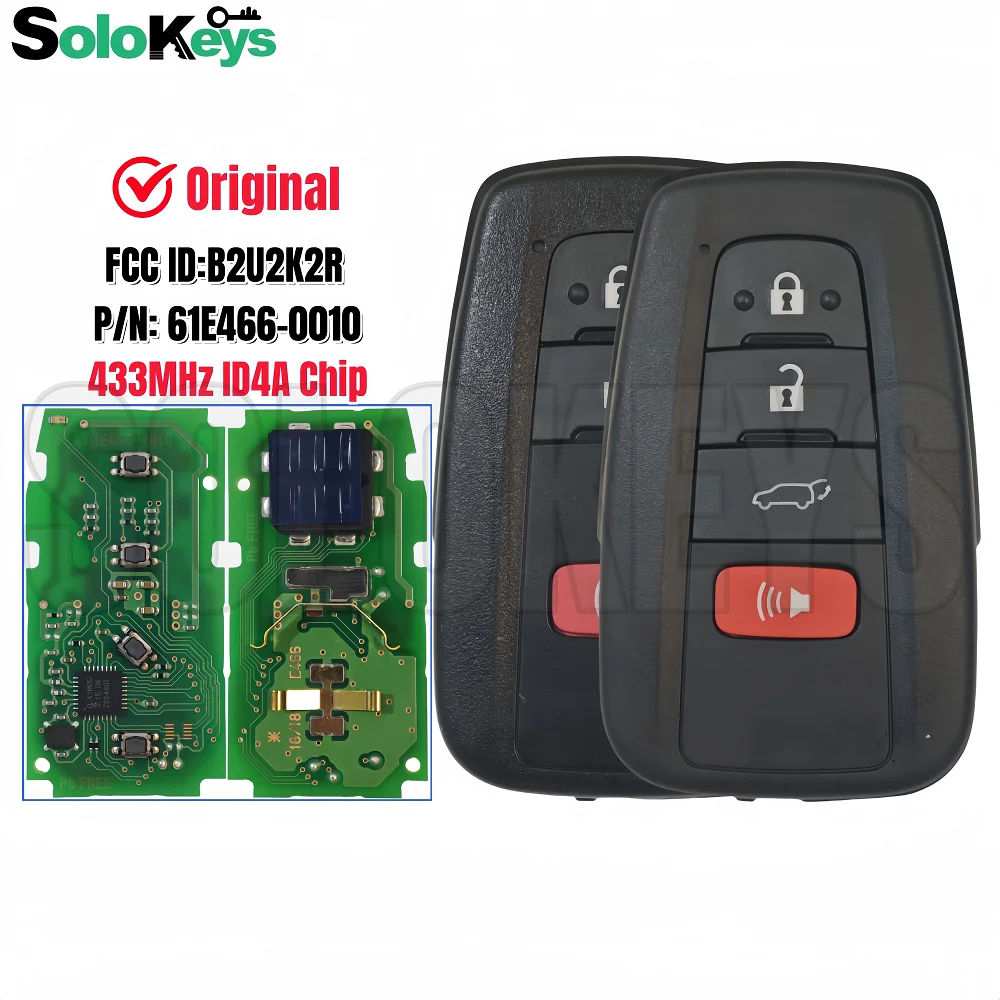 

SOLOKEYS FCC ID: B2U2K2R Original Smart Key For TOYOTA Corolla ALTIS 2019-2021 433MHZ 4A HITAG AES Chip P/N:61E466-0010