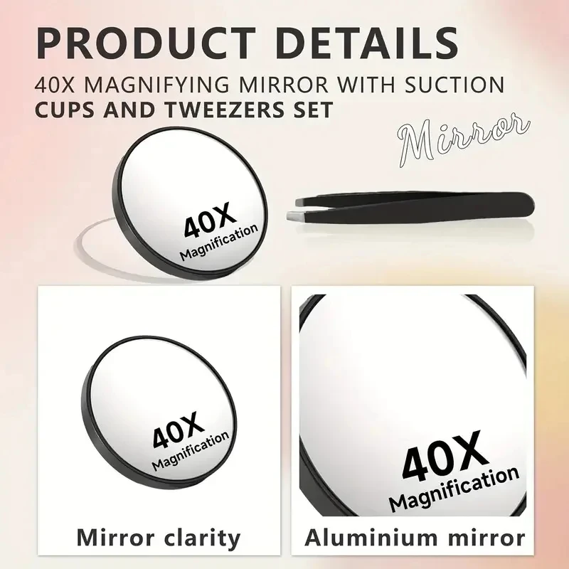 50X Magnifying Mini Mirror Portable Suction Cup Handheld Cosmetic Mirror Clarity On-the-Go Beauty Precision Magnifying Mirror