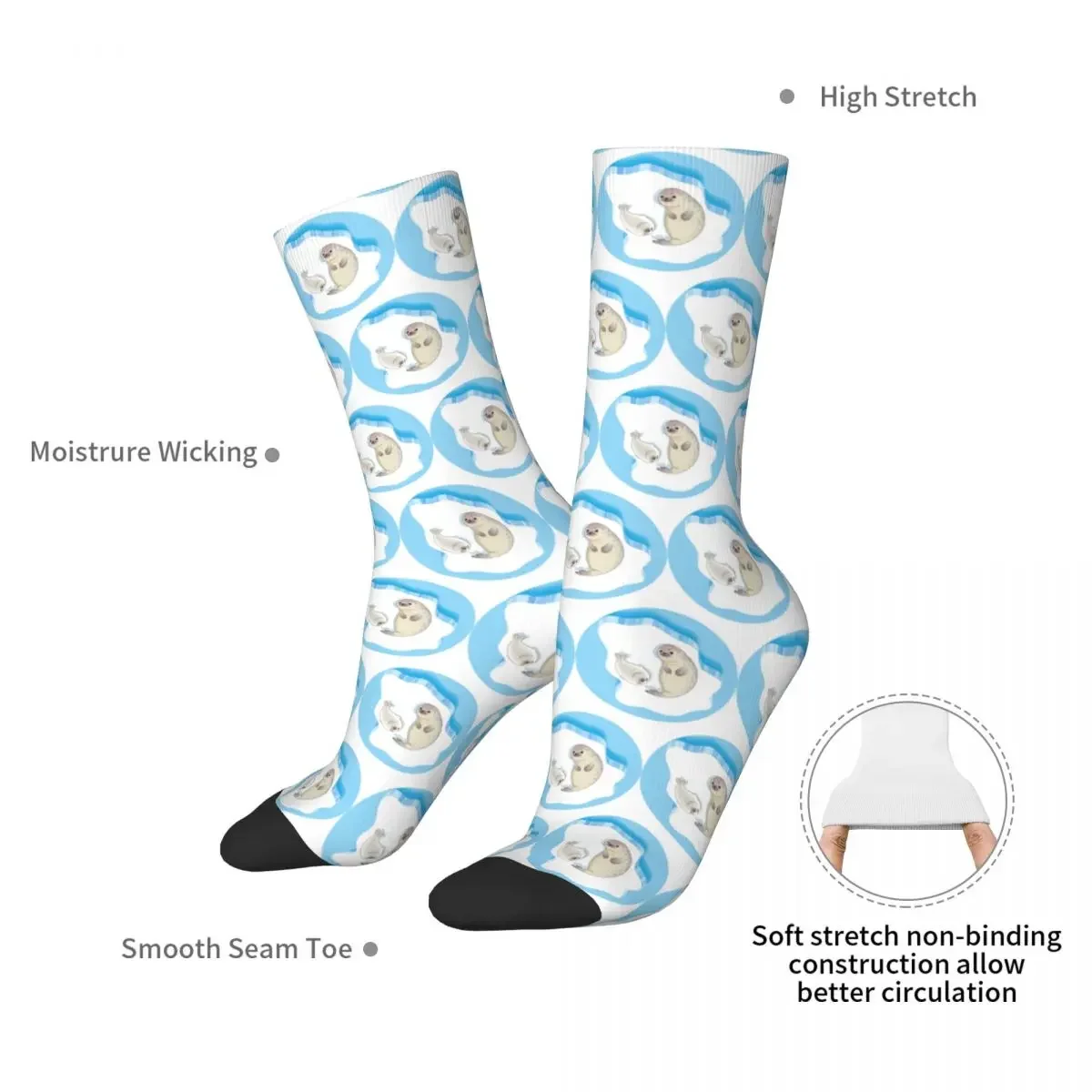 Cute Seals Family Cartoon Character Design Vector Illustration Socks Stockings All Season Long Socks for Unisex Birthday Present