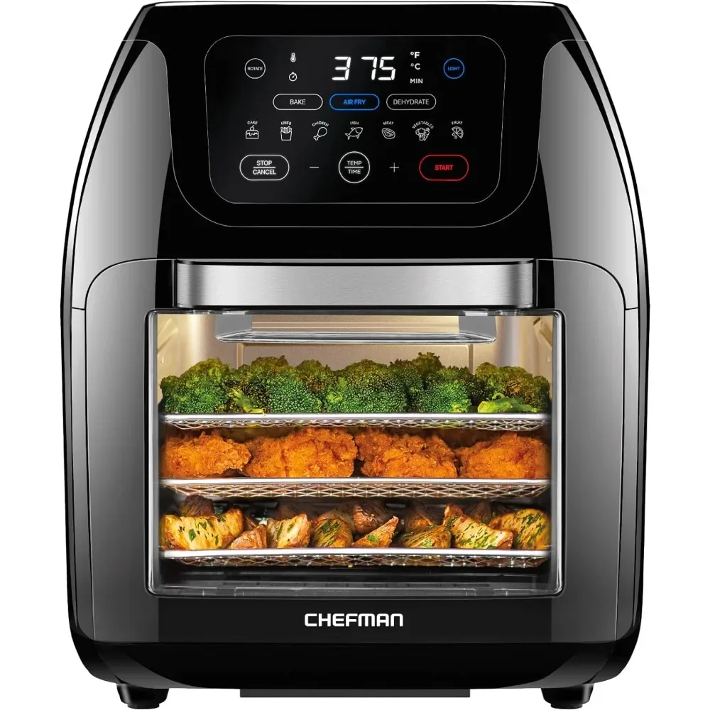 

Multifunctional Digital Air Fryer+ Rotisserie, Convection Oven, 17 Touch Screen Presets, 10L Family Size, Auto Shutoff, Black