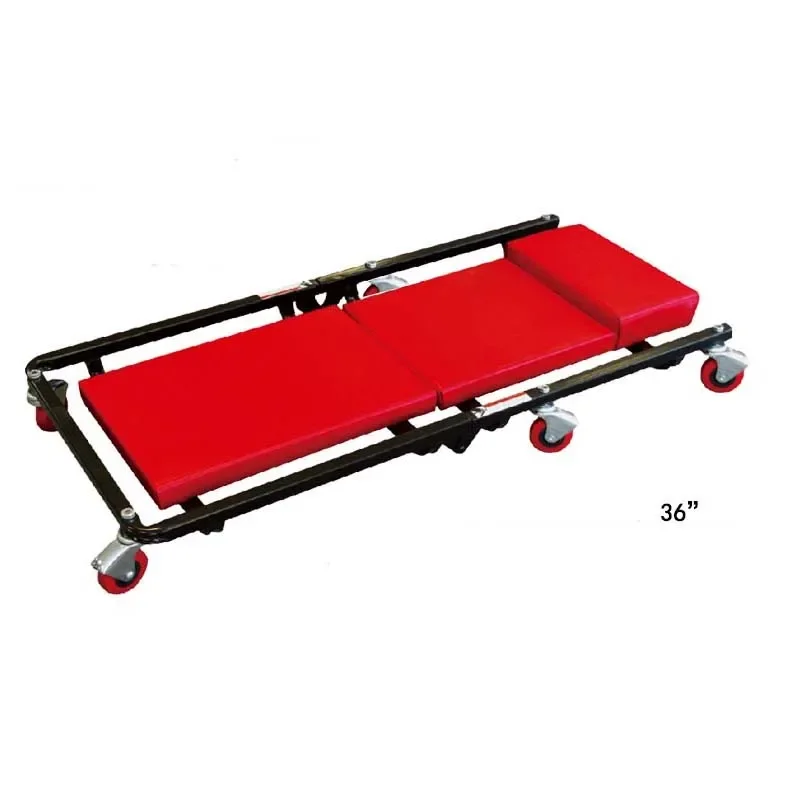 36 Inch Heavy Duty Folding Low Profile Automotive Creeper with 6 Casters, Steel Rolling Car Creeper for Auto Repair, Red