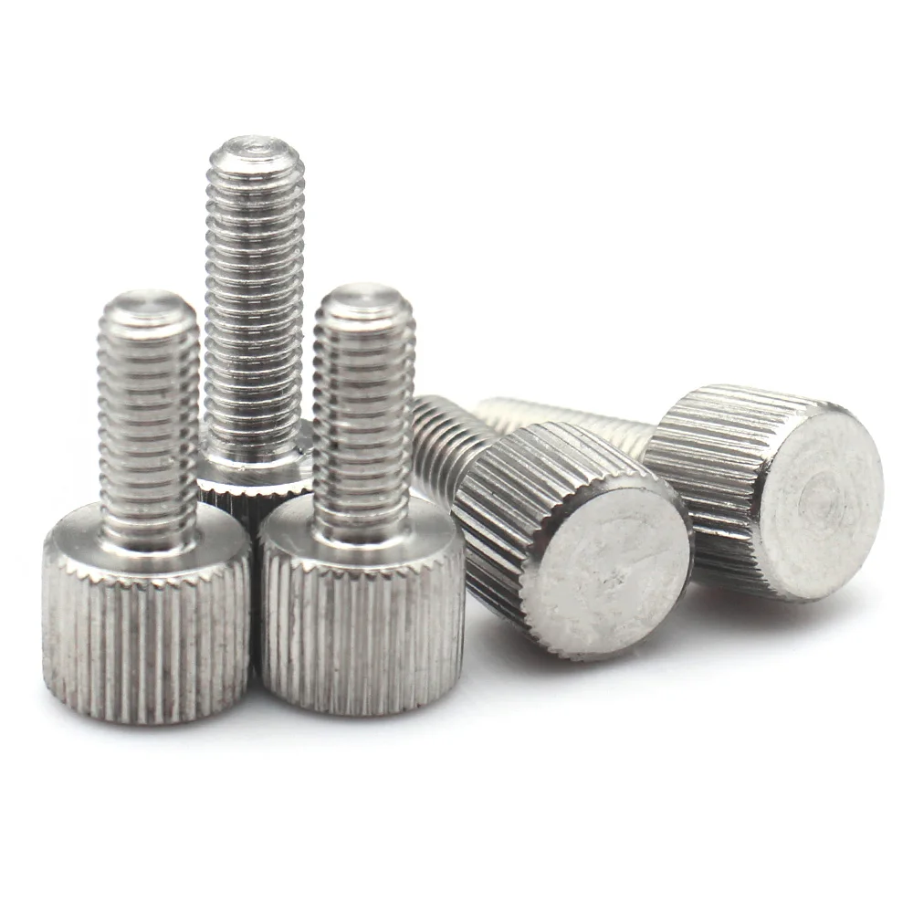 

Hongtu M2-M8 304 Stainless Steel Knurled Head Thumb Screws Hand Grip Bolts Round Head Adjustment Machinery Fasteners