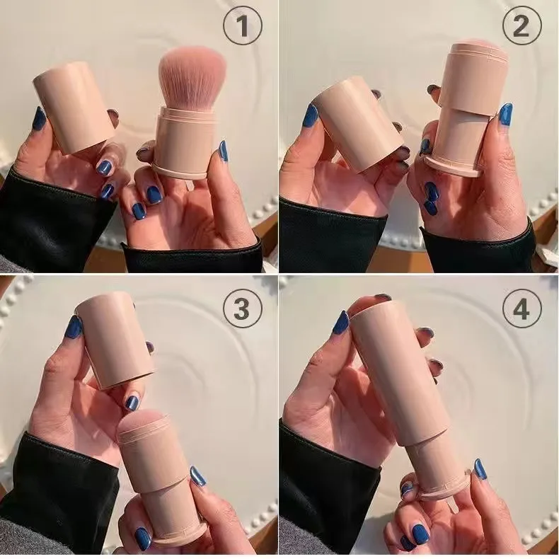 Pinceau de maquillage rétractable professionnel pour le visage, brosse à Blush, brosse de contour, pinceaux à poudre libre, cheveux synthétiques Ultra doux